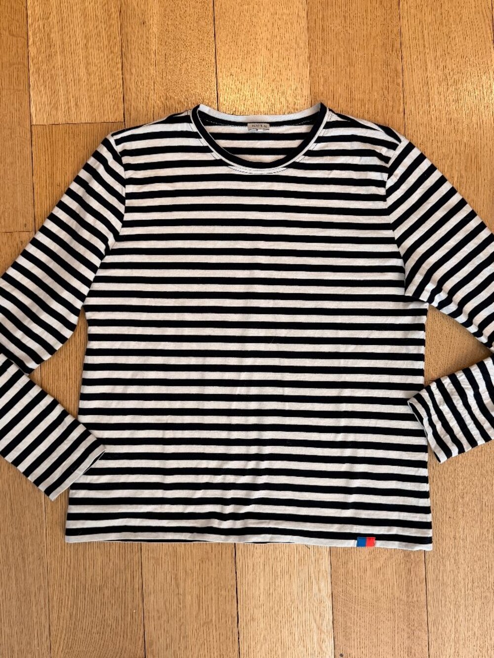 Kule Striped Black White Crew Neck Long Sleeve Tee Shirt Top